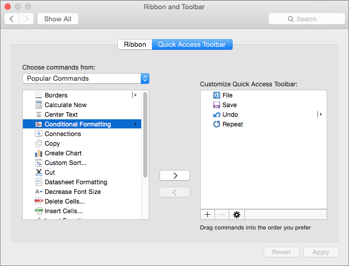 remove buttons from outlook 365 for mac